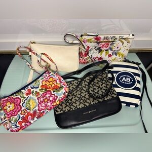Bundle of (5) mini bags / wristlets - Vera Bradley, Steve Madden, Tommy Hilfiger